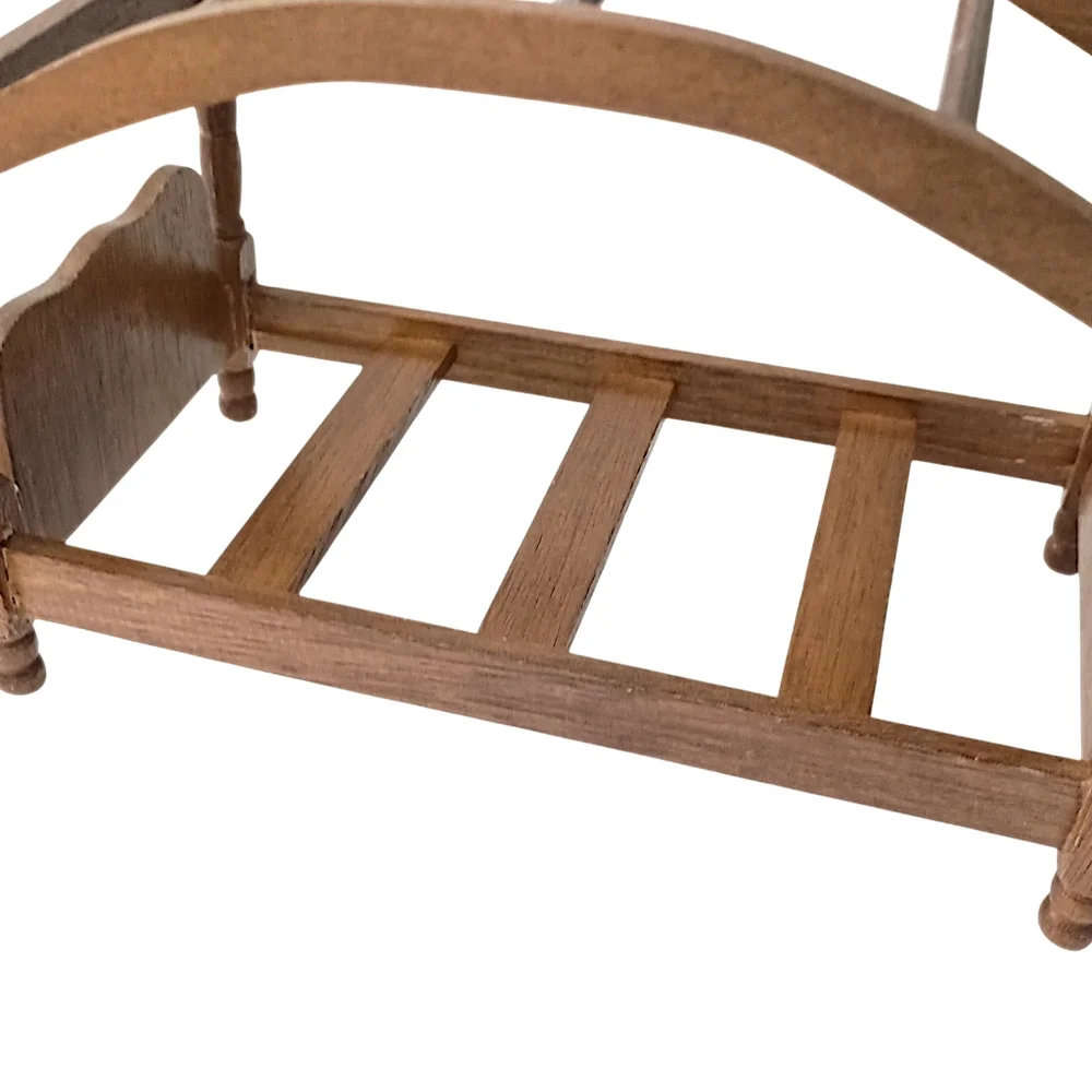 Vintage Dollhouse Canopy Bed Wood Miniature Furniture Pillows And Mattress‎